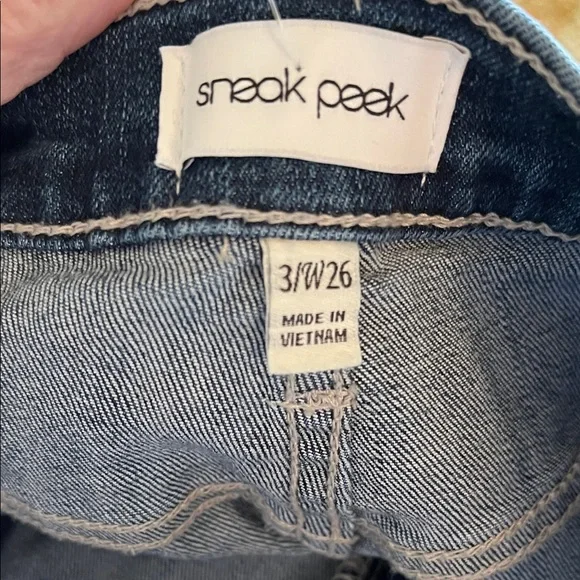 NWT Sneak Peek Distressed Dark Blue Ankle Jeans - Picture 10 of 11